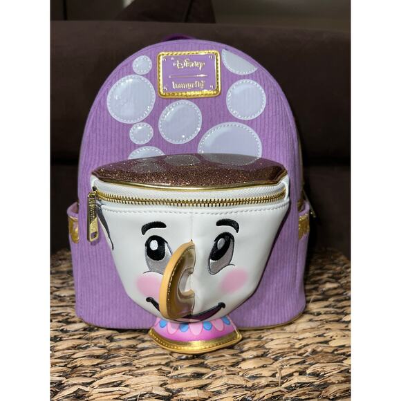 Loungefly Disney Beauty and the Beast Chip Figural Corduroy Mini Backpack - Picture 2 of 8